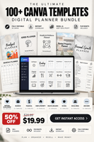 100+ Canva Templates PLR Bundle | Digital Planner Resell Bundle