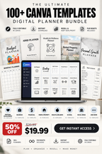 100+ Canva Templates PLR Bundle | Digital Planner Resell Bundle